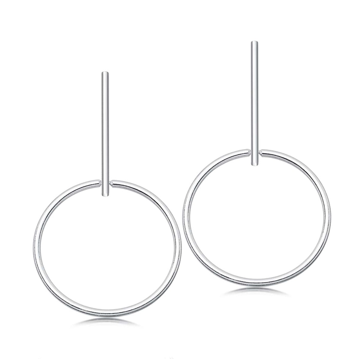 Silver hoop drop earrings