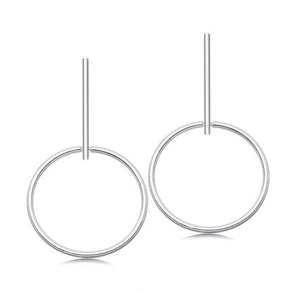 Silver hoop drop earrings