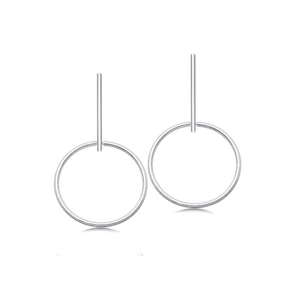 Silver hoop drop earrings