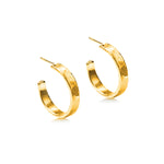Gold Plated Beaten Flat Hoop Earrings - hersey-and-son