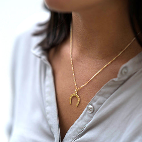 Yellow Gold Vermeil Lucky Horseshoe Pendant - hersey-and-son