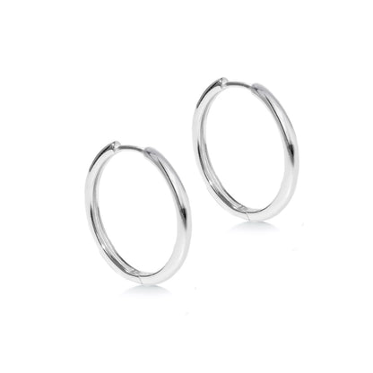 Classic Sterling Silver Huggie Hoop Earrings - 25mm