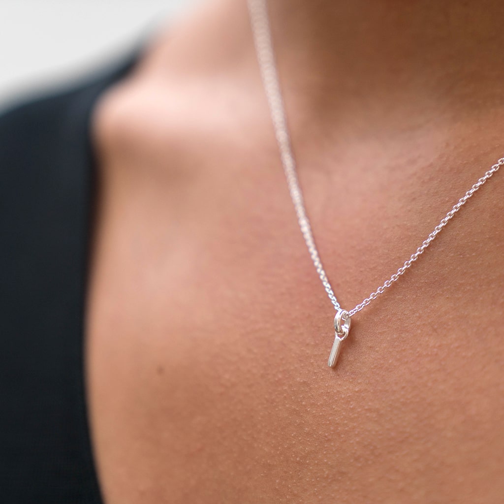Mini Silver Letter "I" Initial Necklace - hersey-and-son