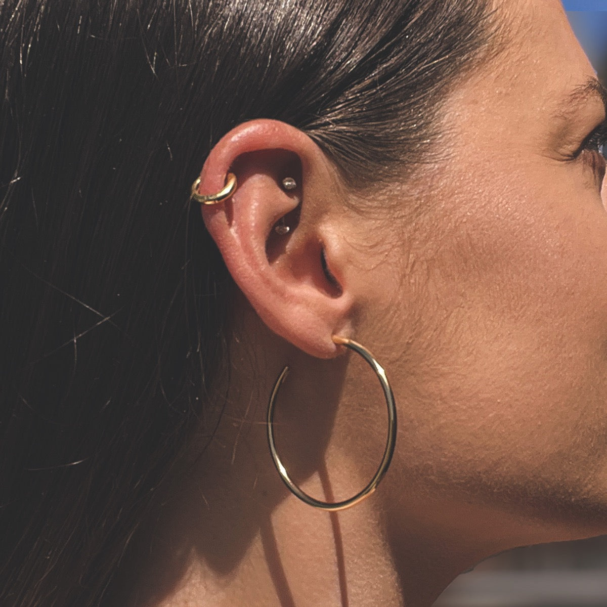 Gold Plated and Silver Hoop Earrings - 40mm