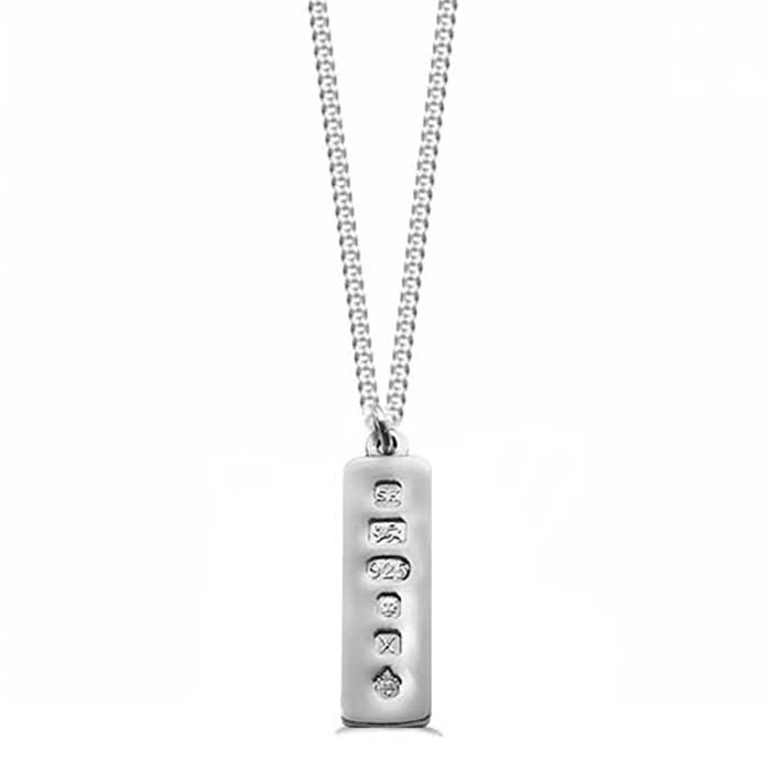 Sterling Silver Coronation Hallmark Ingot Necklace