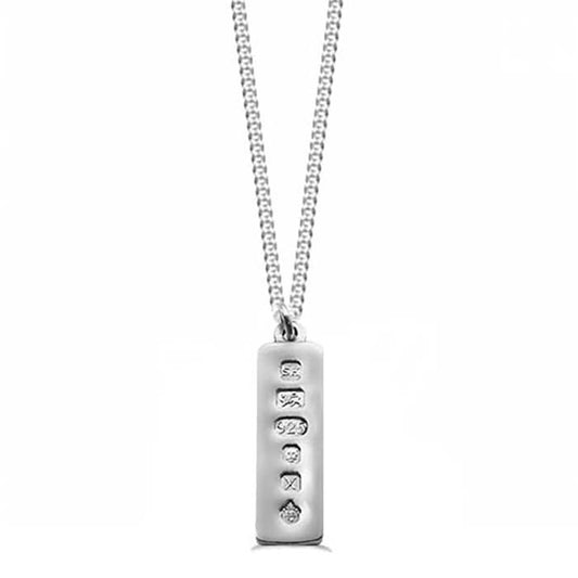 Sterling Silver Coronation Hallmark Ingot Necklace