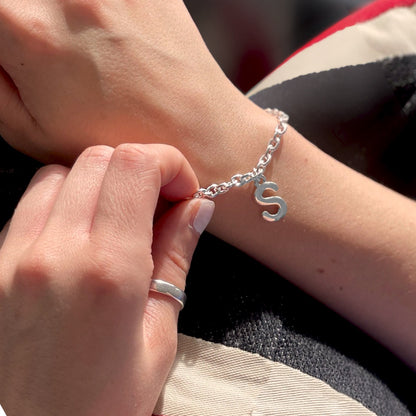 Silver initial bracelet 