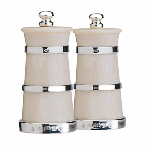 Silver & Ivorine Churn Peppermill - hersey-and-son