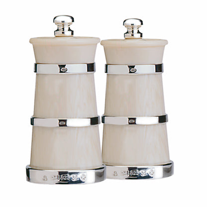 Silver and Ivorine Churn Peppermills