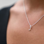 Mini Silver Letter "J" Initial Necklace - hersey-and-son