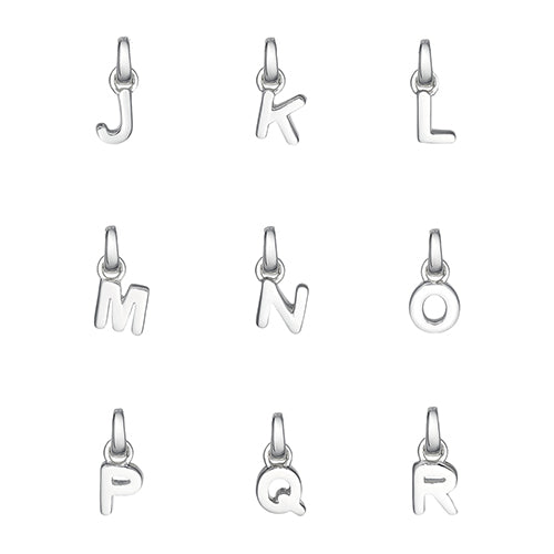 Silver alphabet letter charms J-R