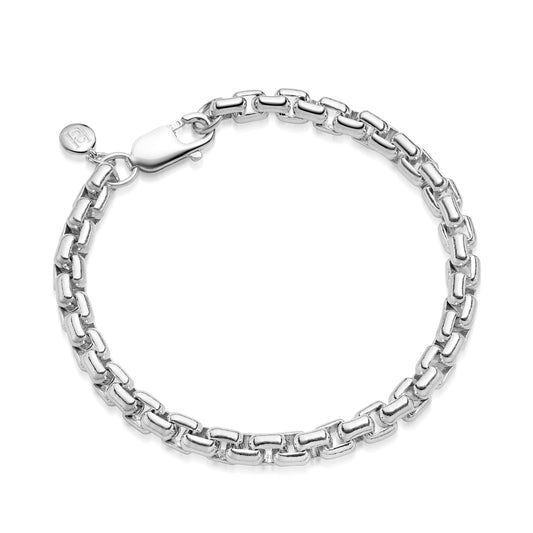 6mm Silver Box Belcher Chain Bracelet 