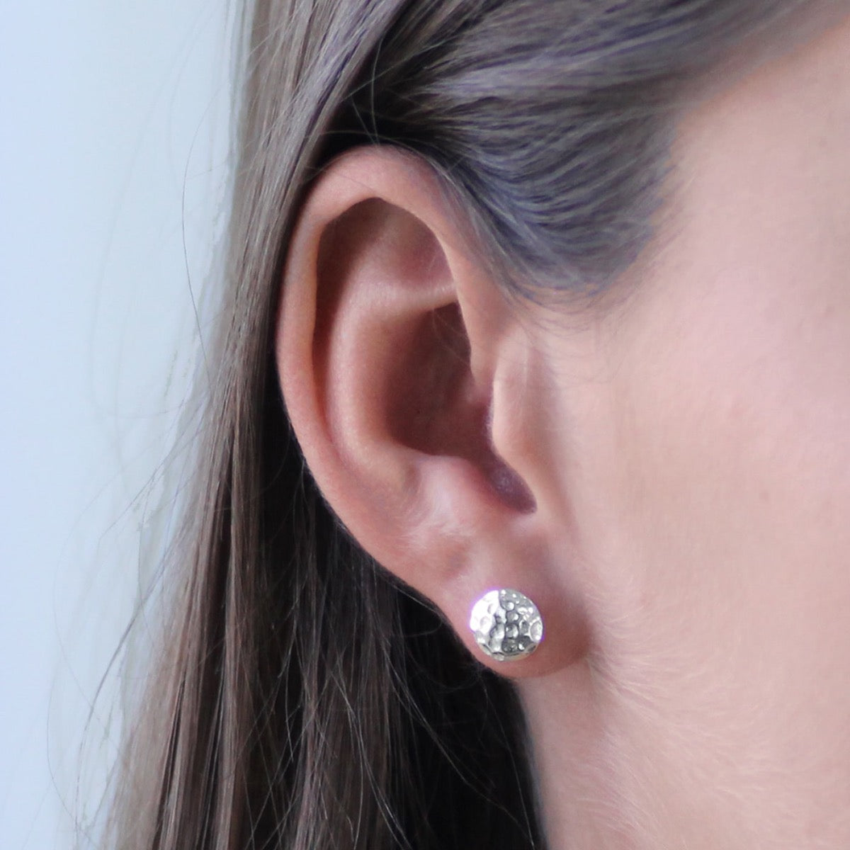 Round Hammered stud earrings
