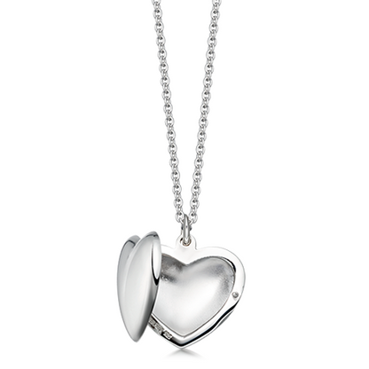 silver heart locket on chain
