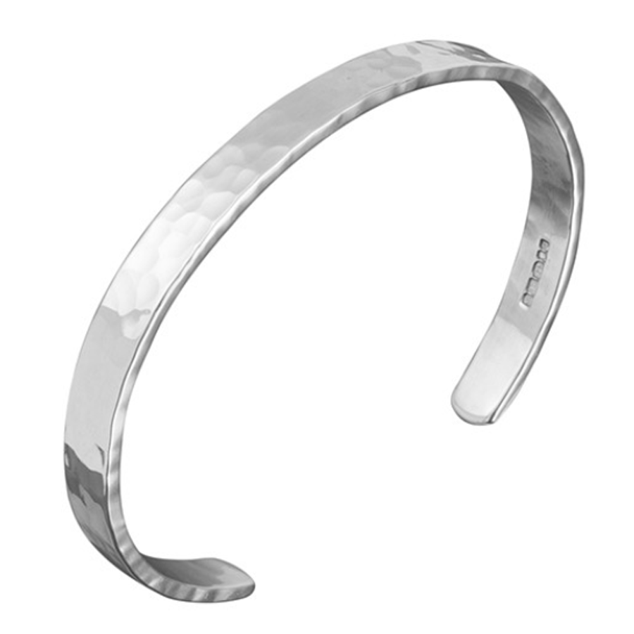 Mens Hammered Silver Bracelet