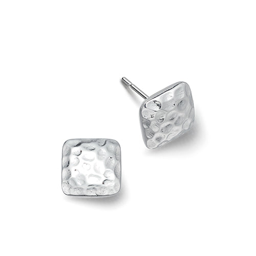 Hammered square stud earrings