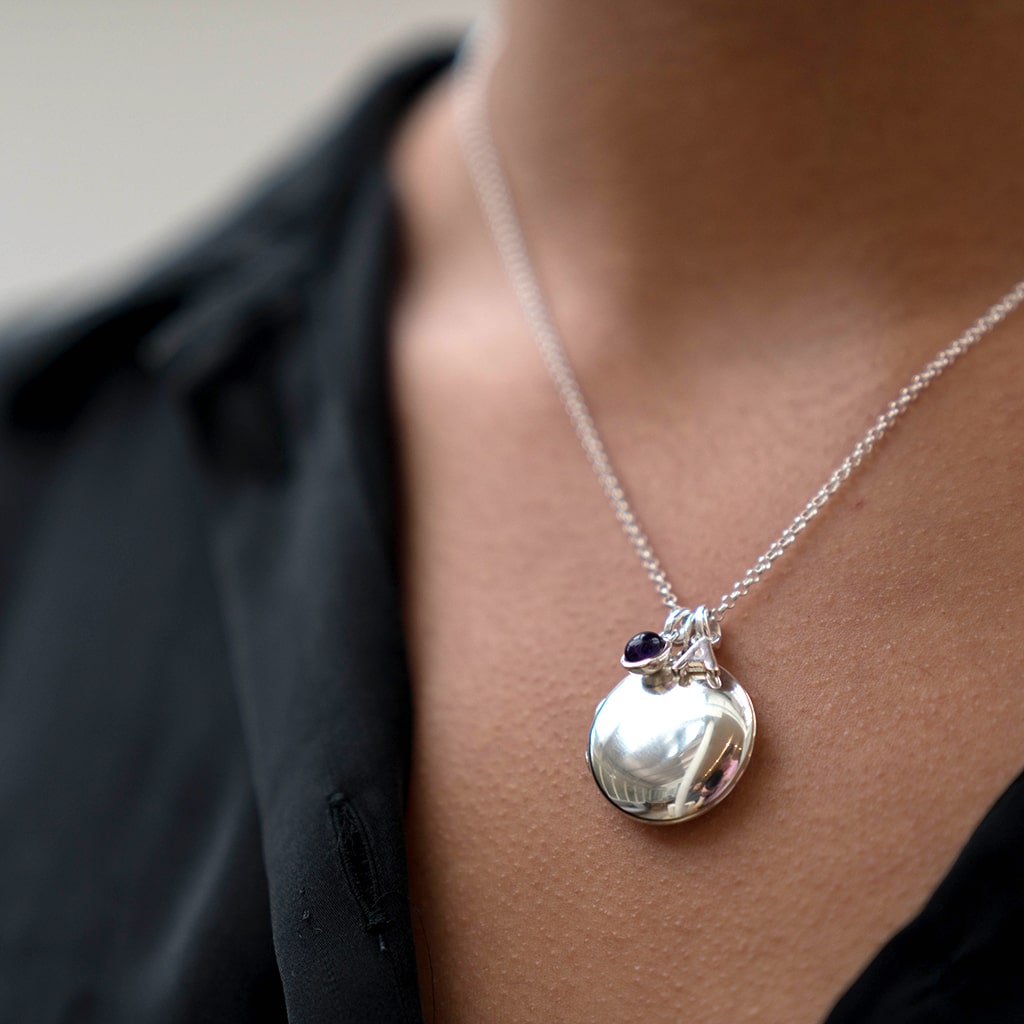 Large Silver Round Locket - hersey-and-son