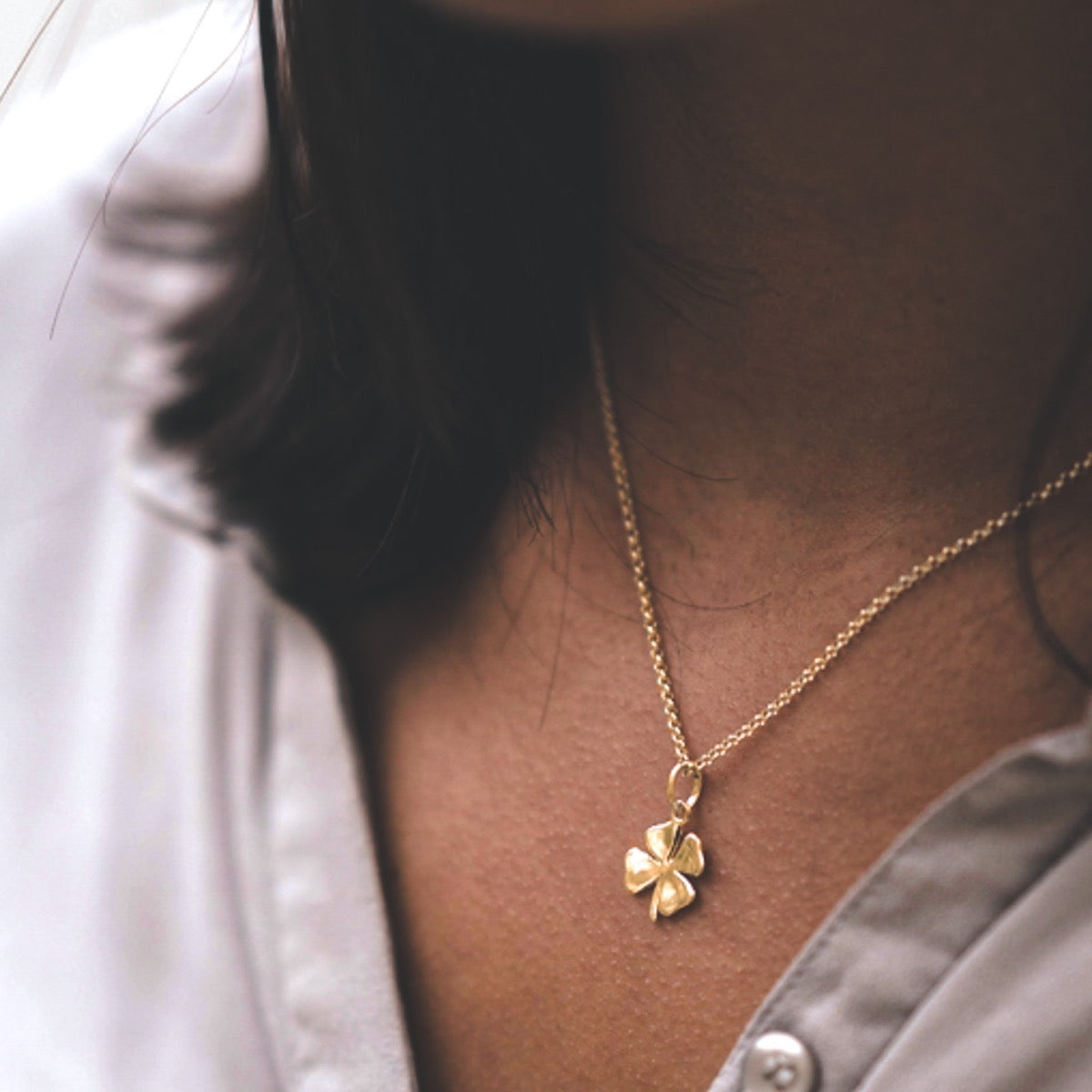 Yellow Gold Vermeil Four Leaf Clover Pendant