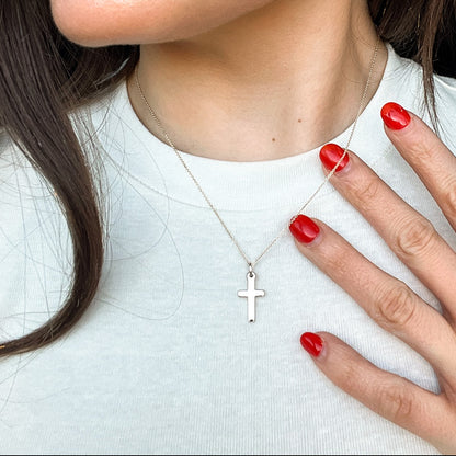 Small Deluxe Sterling Silver Cross Necklace