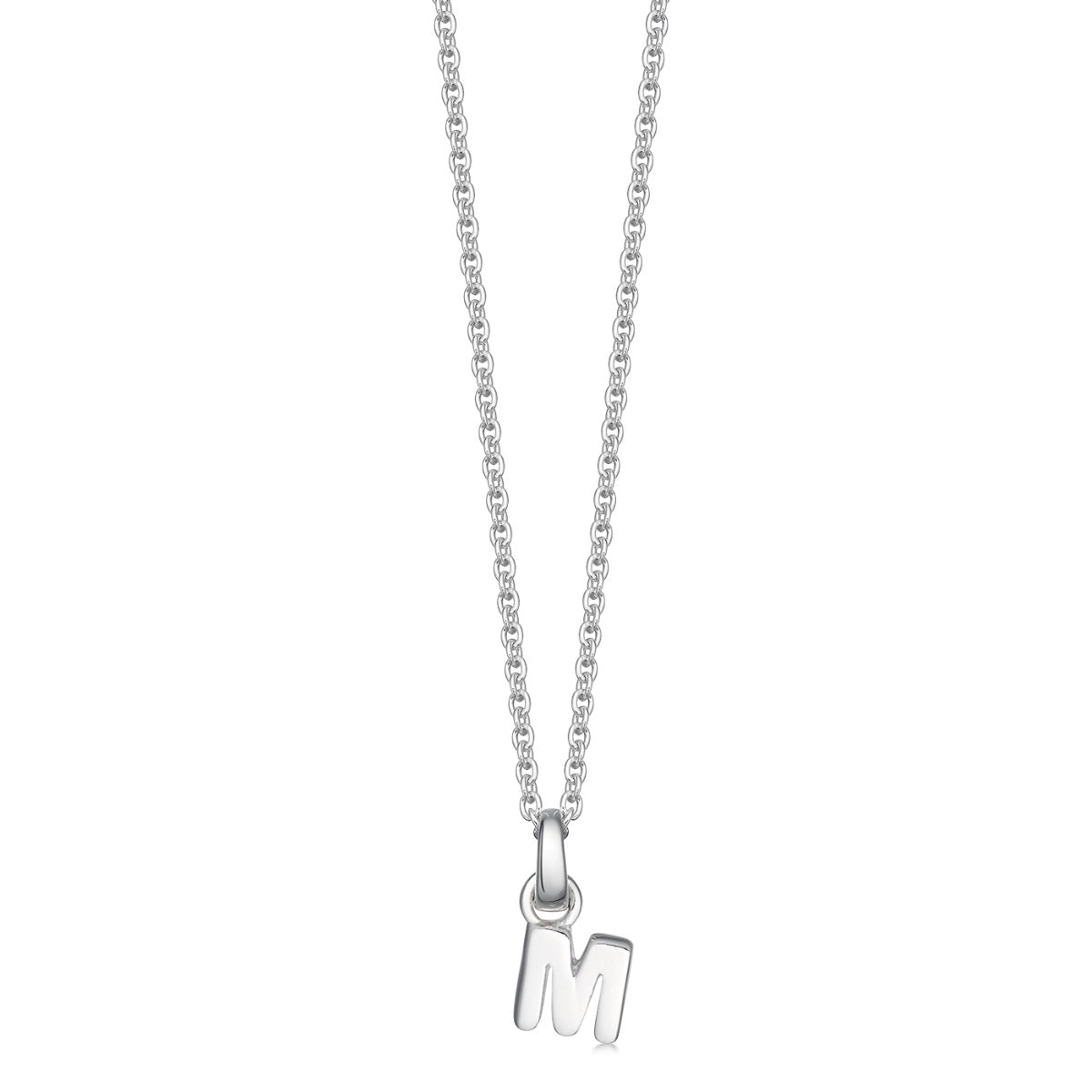 Mini Silver Letter "M" Initial Necklace - hersey-and-son