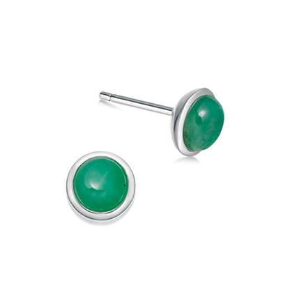 Silver and emerald birthstone earrings