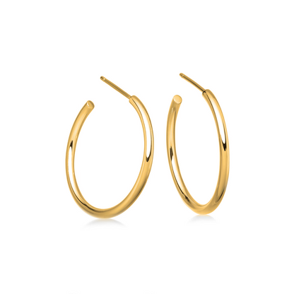 Gold Plated and Silver Hoop Earrings - 30mm