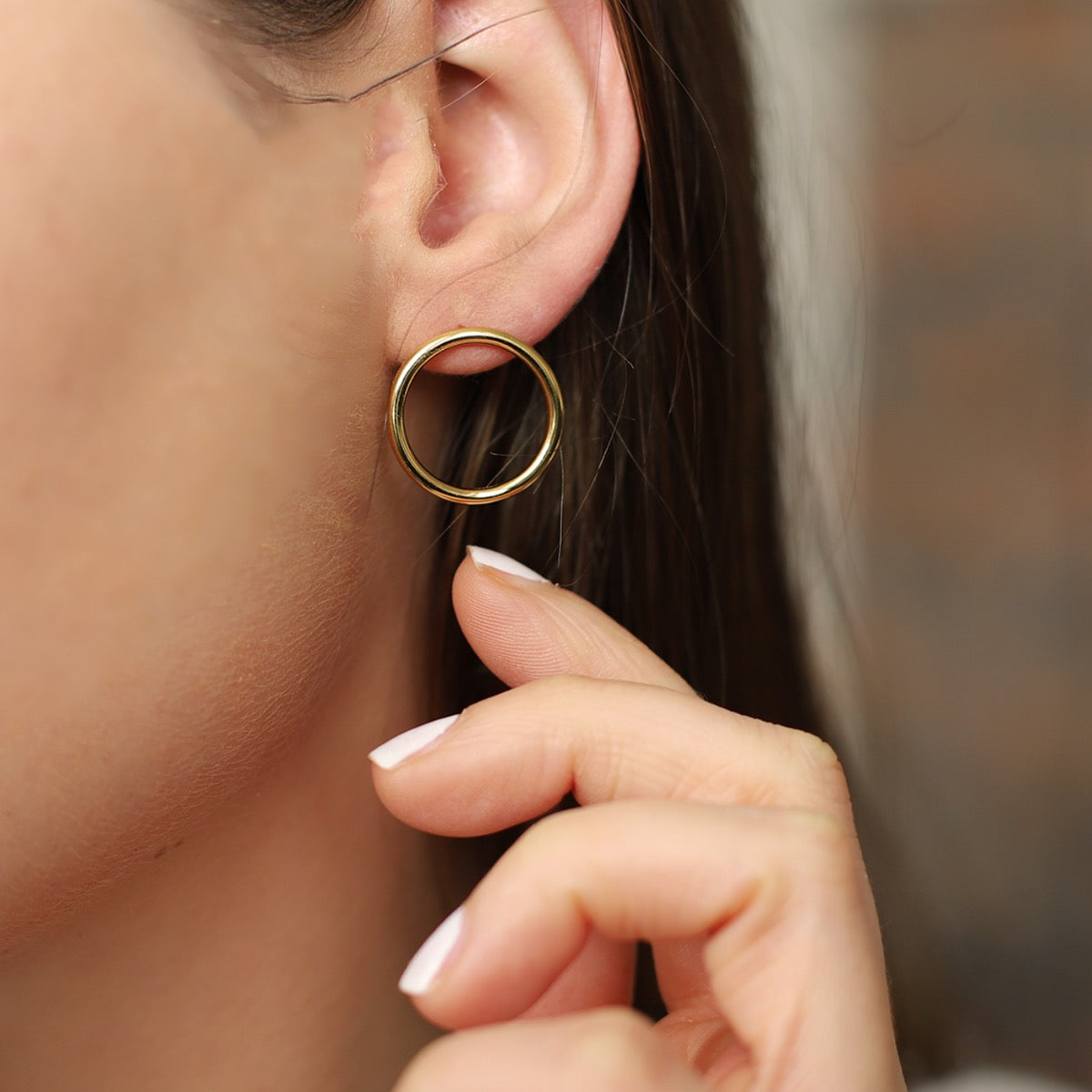 Front facing gold hoops 