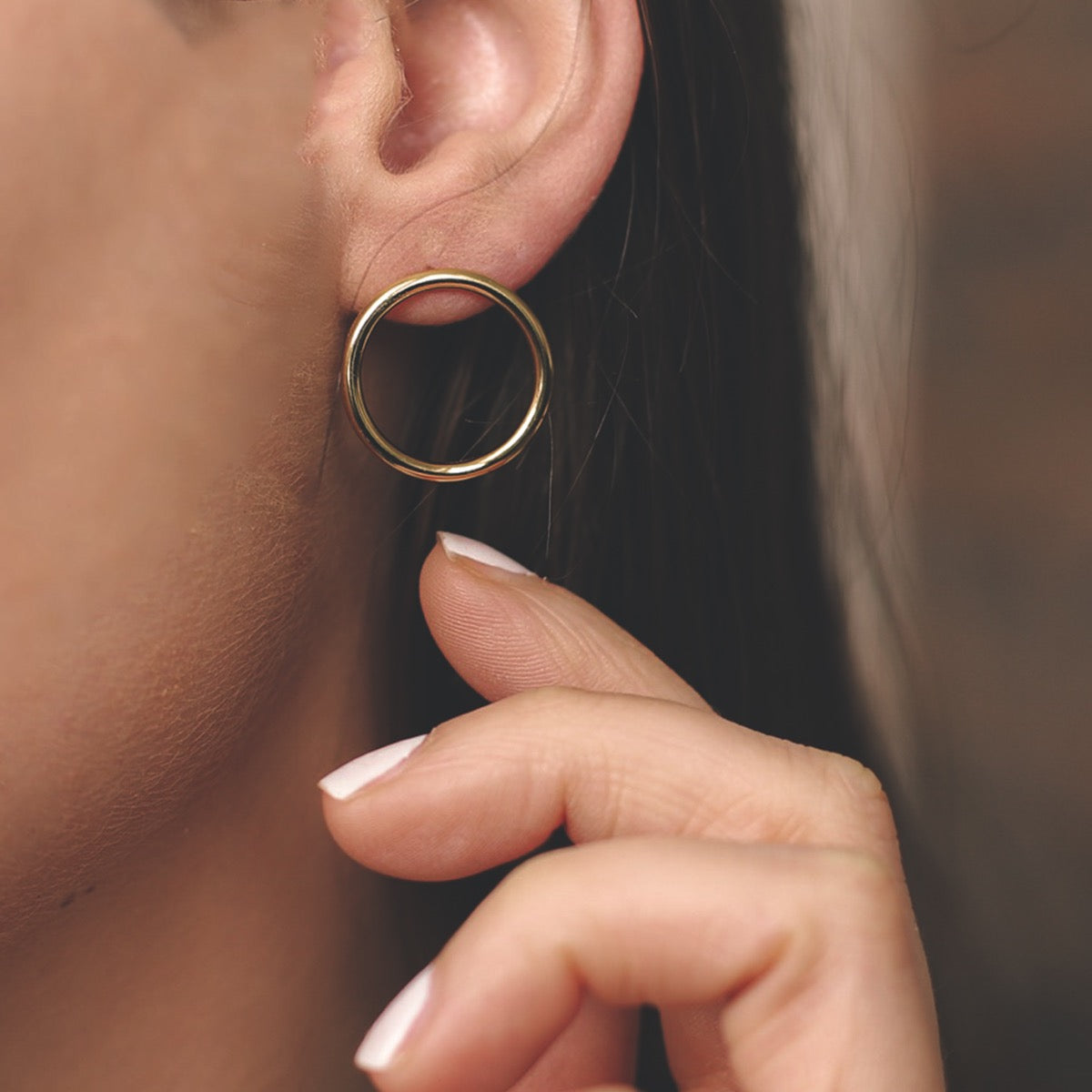 Front Facing Gold Plated Silver Hoop Earrings Small 10mm