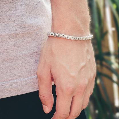 6mm Silver Box Belcher Chain Bracelet 