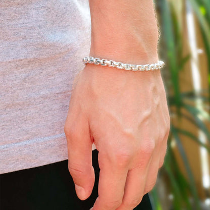 Heavy silver box chain bracelet 