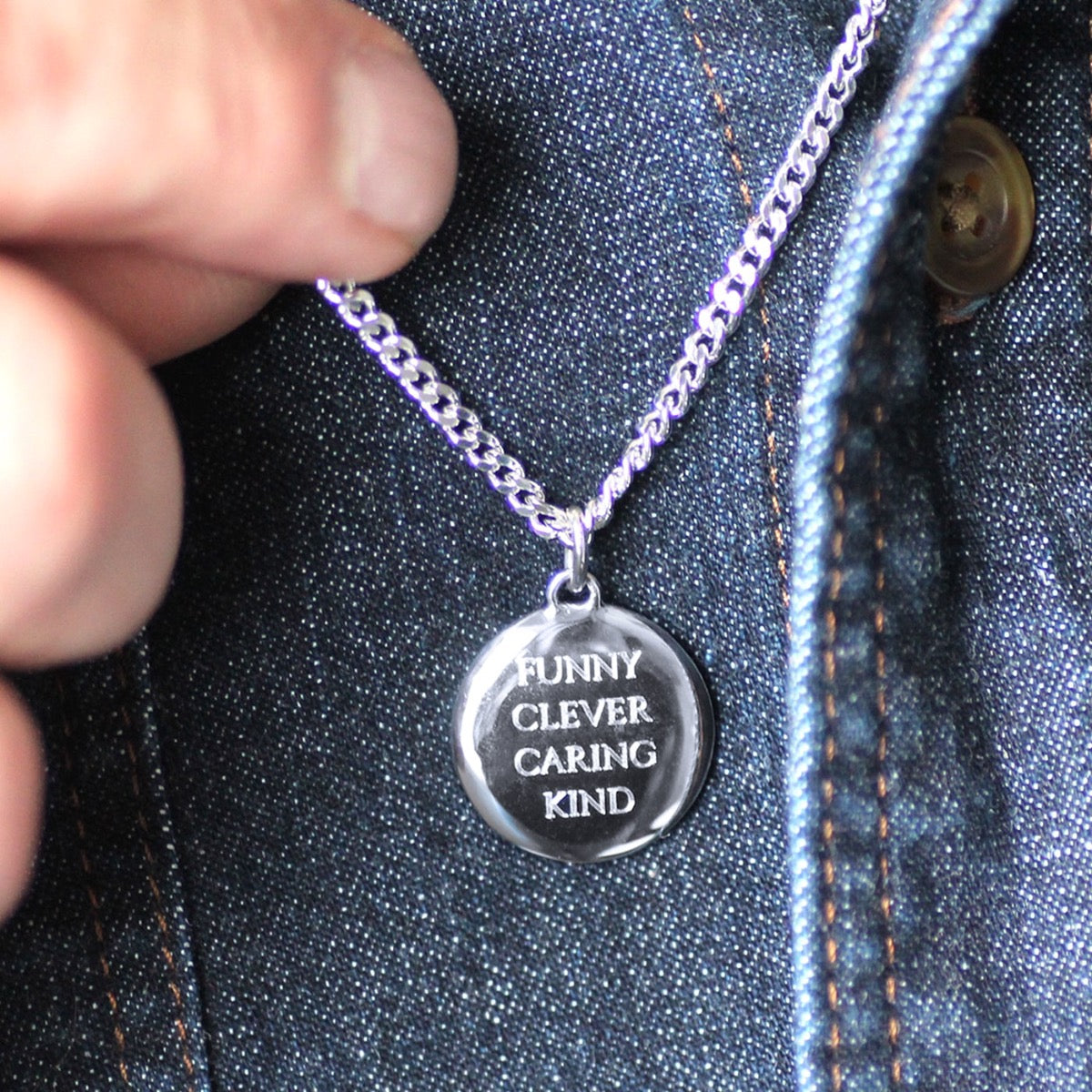 Mens Silver Pebble Pendant