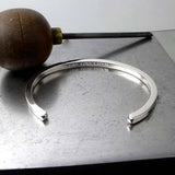 Mens Square Sided Open Silver Bangle - hersey-and-son