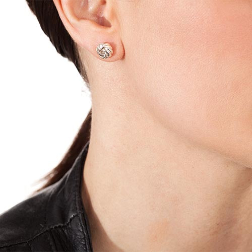 Silver Love Knot Earrings Model