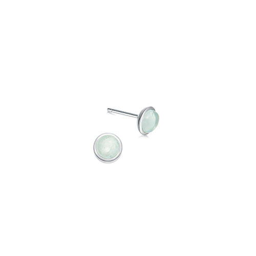 silver milky aquamarine earrings