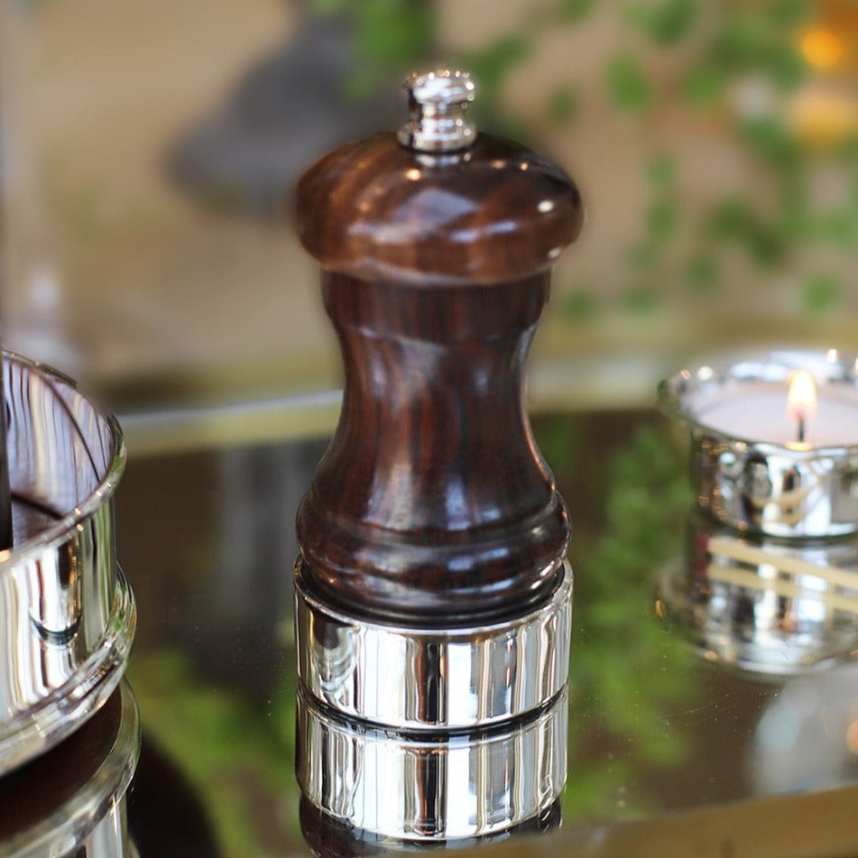 Silver & Rosewood Capstan 4" Peppermill