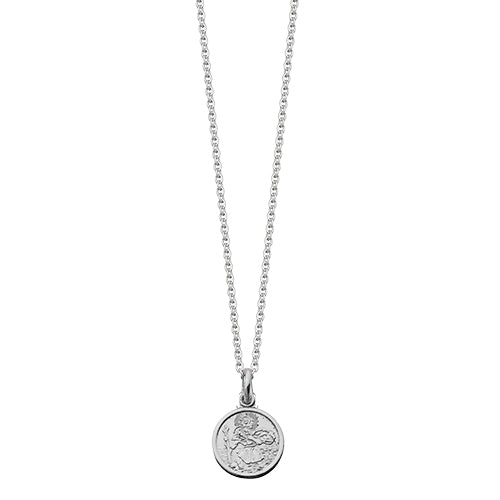 Small Silver Round St Christopher Pendant