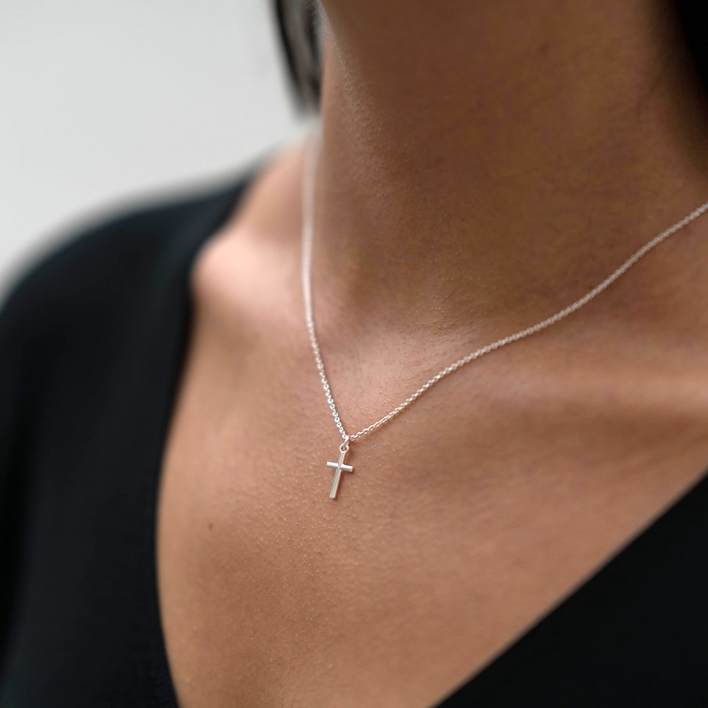Mini Sterling Silver Cross Necklace - hersey-and-son