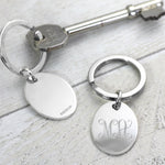 Silver Oval Monogram Keyring - hersey-and-son