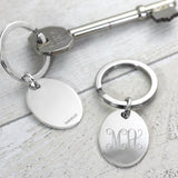 Silver Oval Monogram Keyring - hersey-and-son