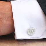Silver Round Monogram Cufflinks - hersey-and-son
