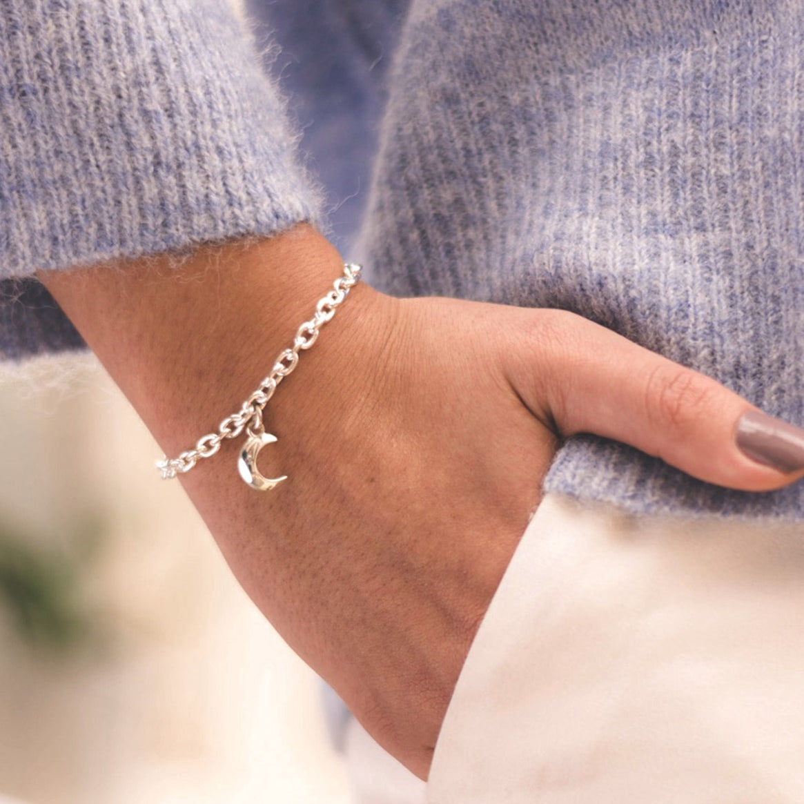 Silver Moon Chain Bracelet - hersey-and-son