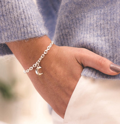 silver moon charm bracelet 