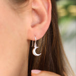 Silver Moon Drop Earrings - hersey-and-son