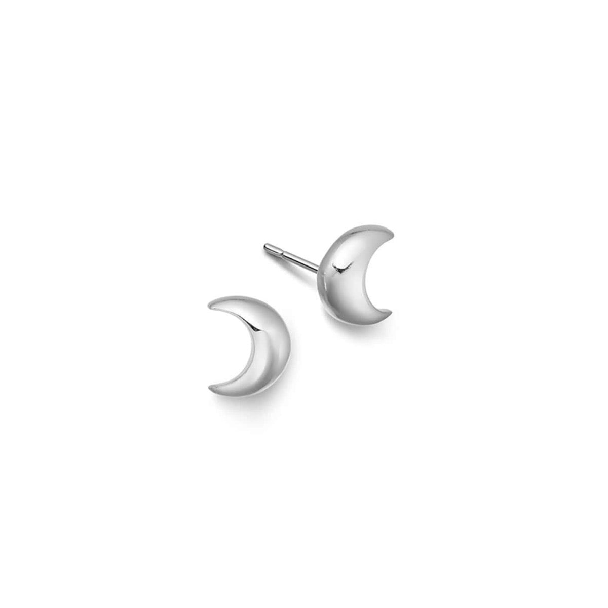 Silver moon stud earrings