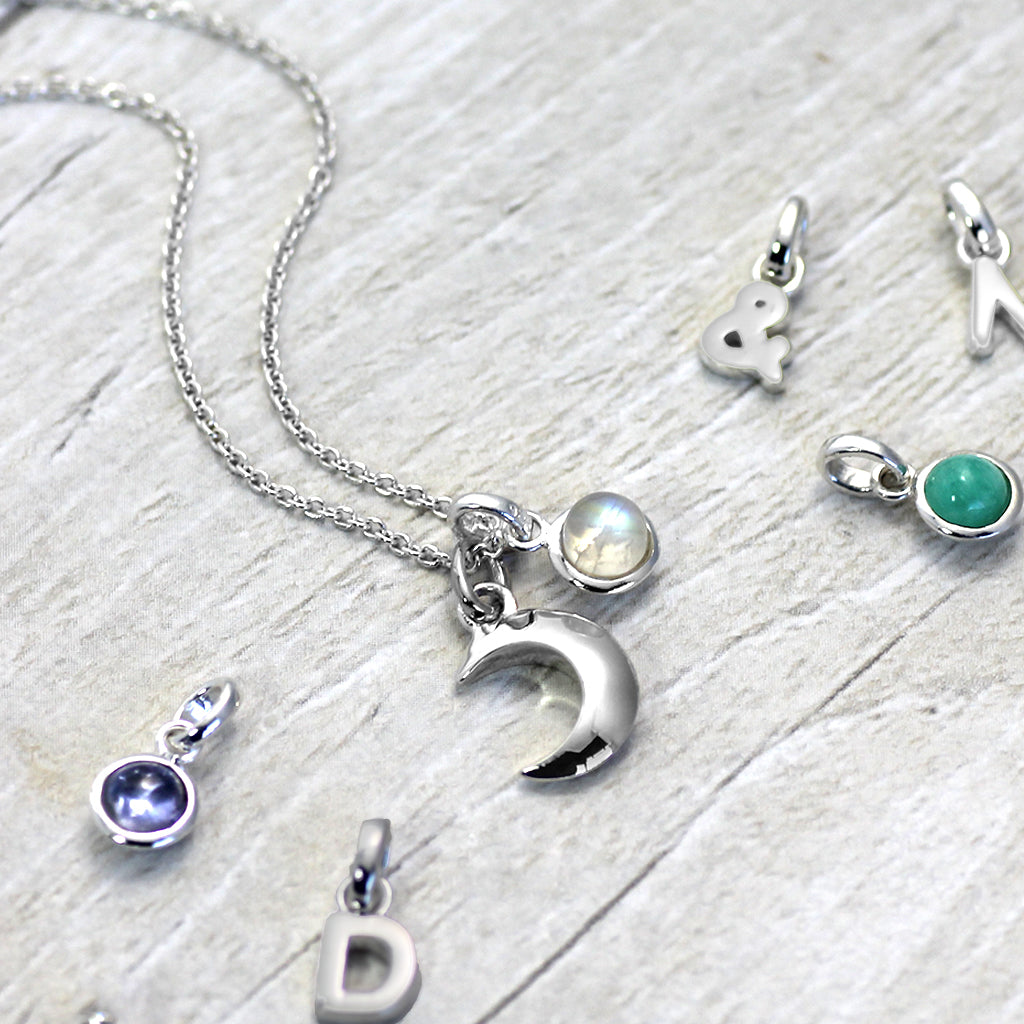 Childs Solid Silver Moon Necklace