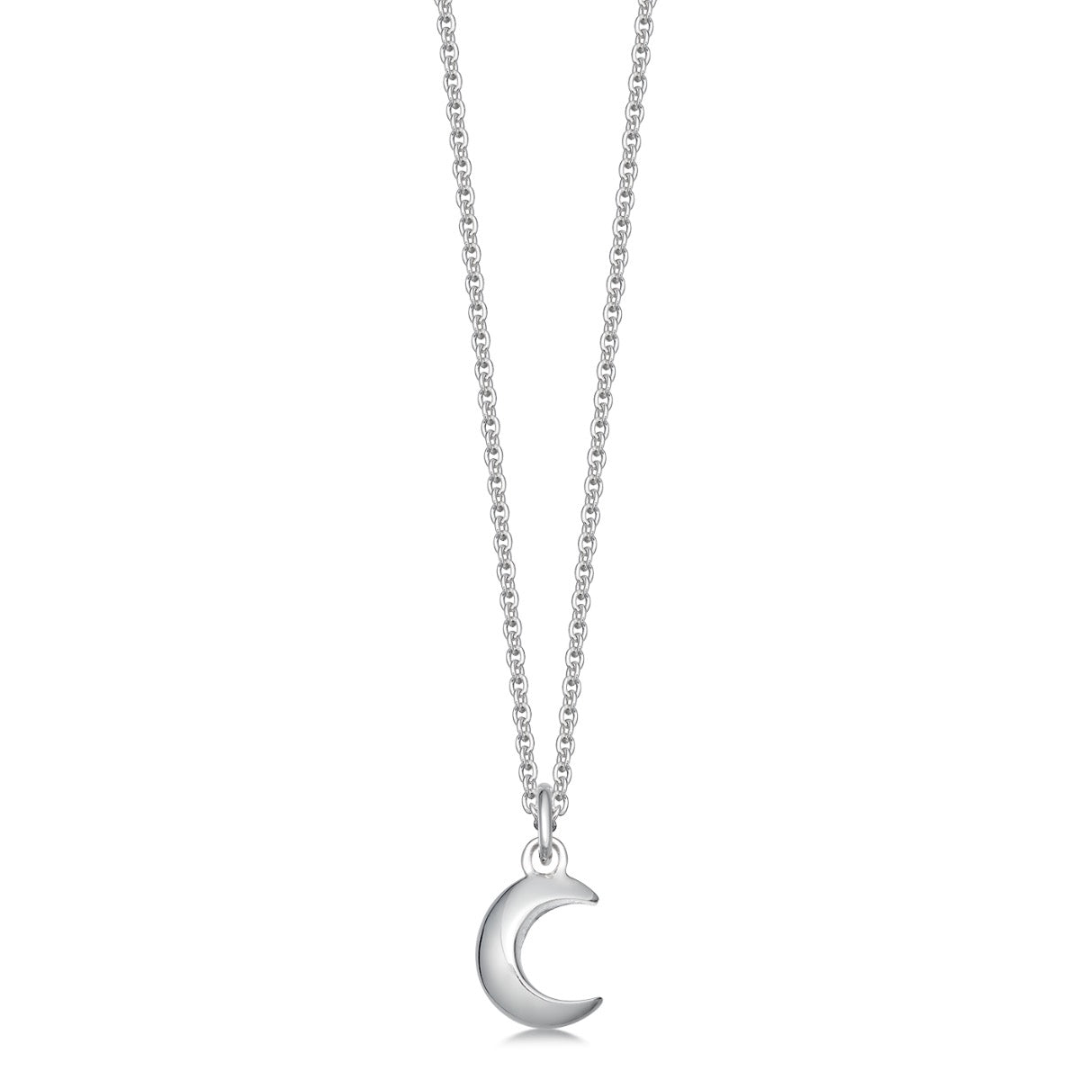solid silver moon necklace