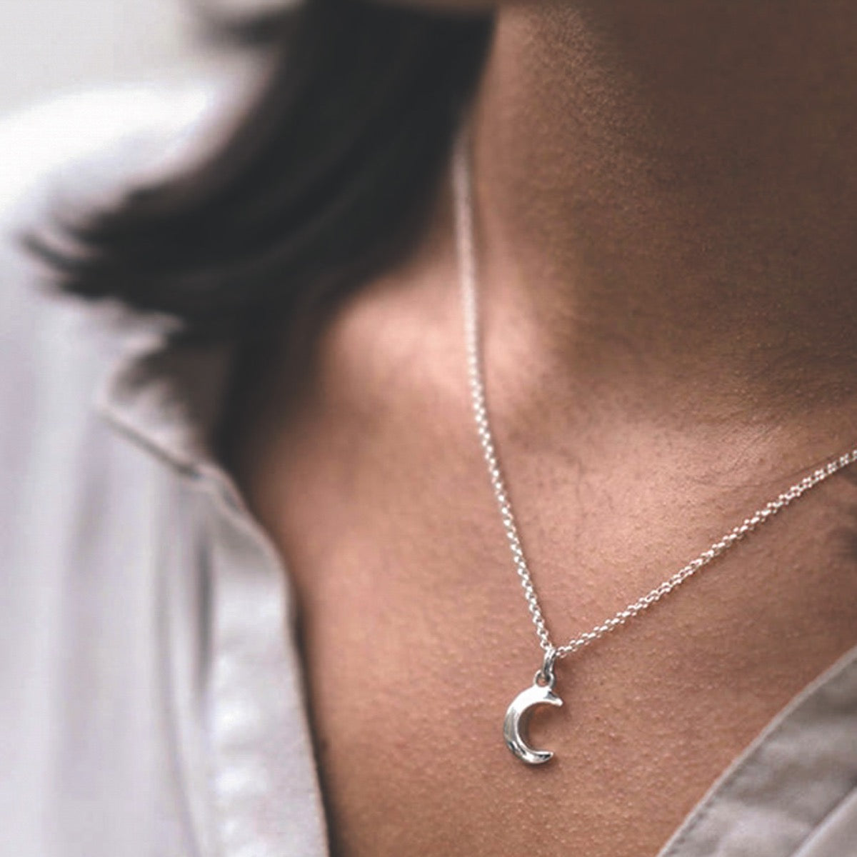 Sterling Silver Moon Necklace Pendant | Hersey & Son Silversmiths