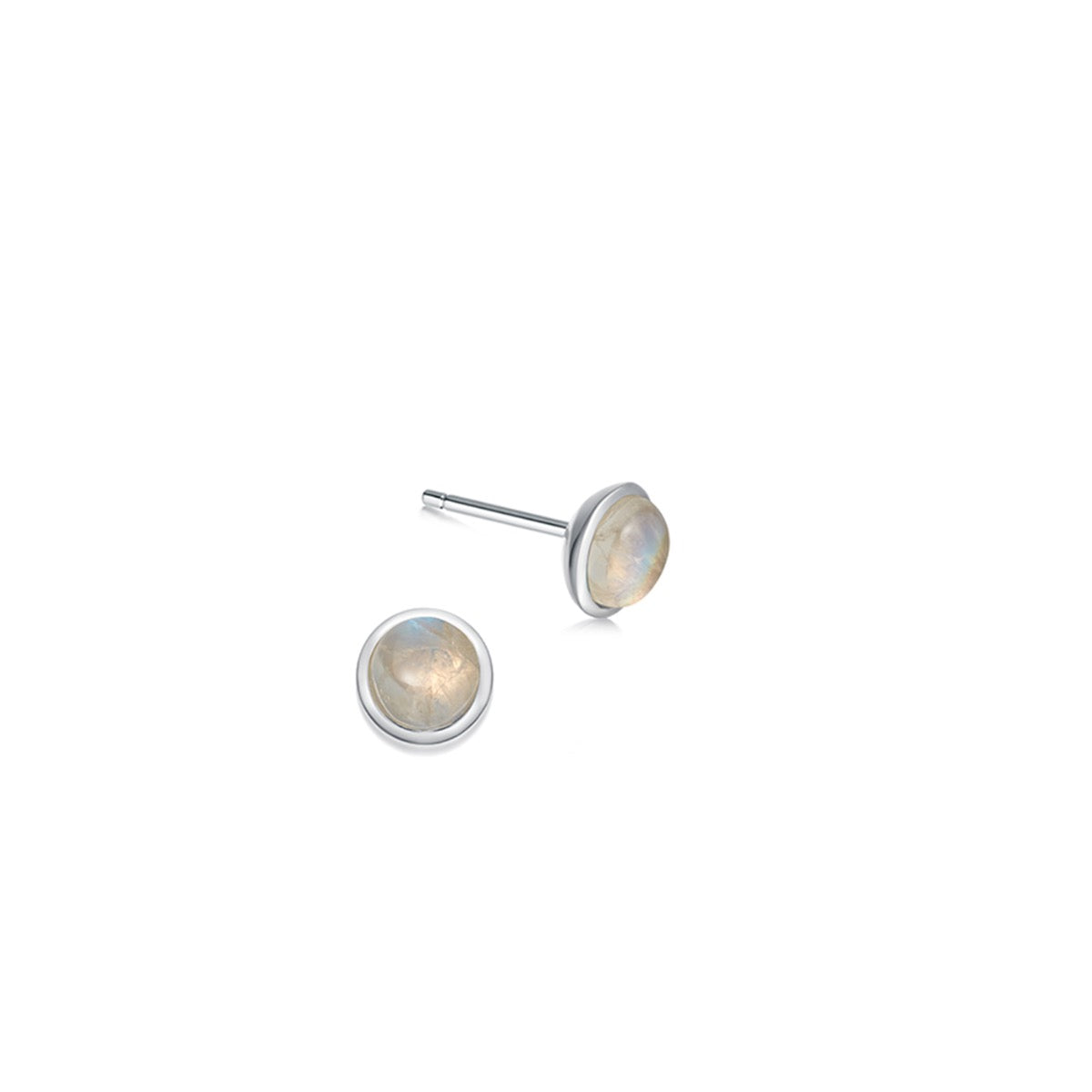 Silver and moonstone stud earrings