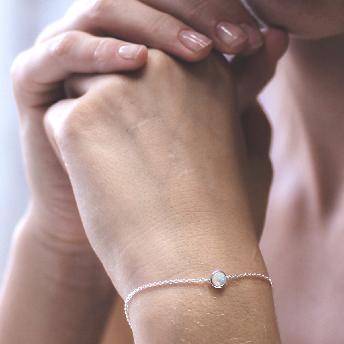 Silver and moonstone birthstone bracelet