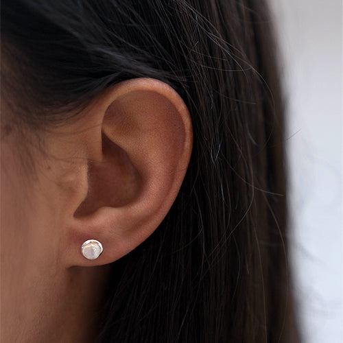 Silver and moonstone birthstone earrings